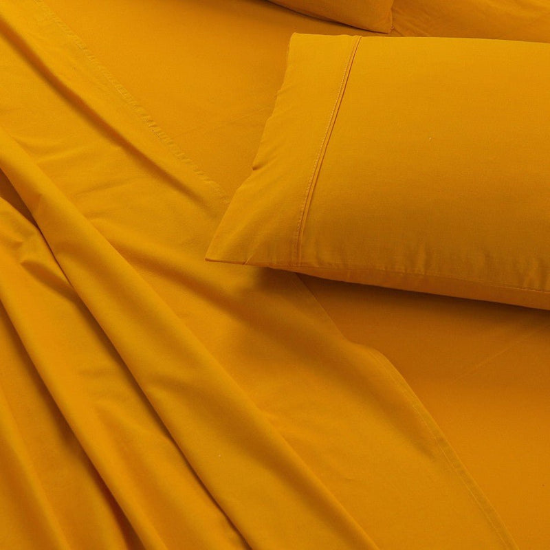 Elan Linen 100% Egyptian Cotton Vintage Washed 500TC Mustard 50 cm Deep Mega Queen Bed Sheets Set - Rivercity House & Home Co. (ABN 18 642 972 209) - Affordable Modern Furniture Australia
