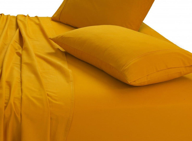 Elan Linen 100% Egyptian Cotton Vintage Washed 500TC Mustard Double Bed Sheets Set - Rivercity House & Home Co. (ABN 18 642 972 209) - Affordable Modern Furniture Australia