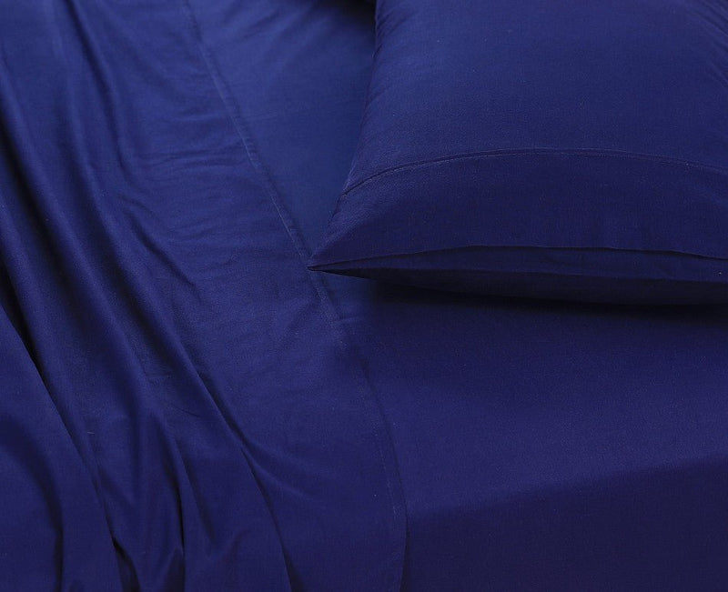 Elan Linen 100% Egyptian Cotton Vintage Washed 500TC Navy Blue 50 cm Deep Mega King Bed Sheets Set - Rivercity House & Home Co. (ABN 18 642 972 209) - Affordable Modern Furniture Australia