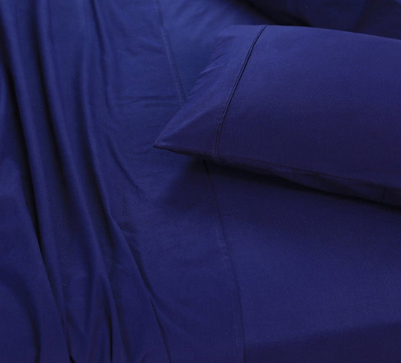 Elan Linen 100% Egyptian Cotton Vintage Washed 500TC Navy Blue 50 cm Deep Mega Queen Bed Sheets Set - Rivercity House & Home Co. (ABN 18 642 972 209) - Affordable Modern Furniture Australia