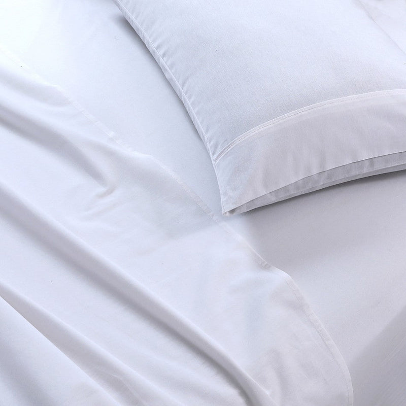 Elan Linen 100% Egyptian Cotton Vintage Washed 500TC White Single Bed Sheets Set - Rivercity House & Home Co. (ABN 18 642 972 209) - Affordable Modern Furniture Australia