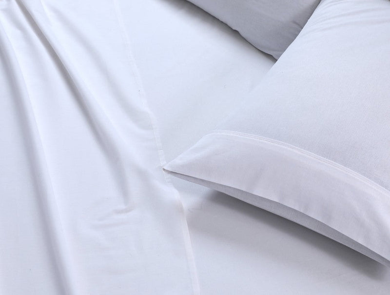 Elan Linen 100% Egyptian Cotton Vintage Washed 500TC White Single Bed Sheets Set - Rivercity House & Home Co. (ABN 18 642 972 209) - Affordable Modern Furniture Australia