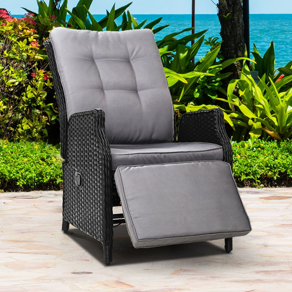 Elizabeth Wicker Recliner Chair (Black) - Furniture > Outdoor - Rivercity House & Home Co. (ABN 18 642 972 209) - Affordable Modern Furniture Australia