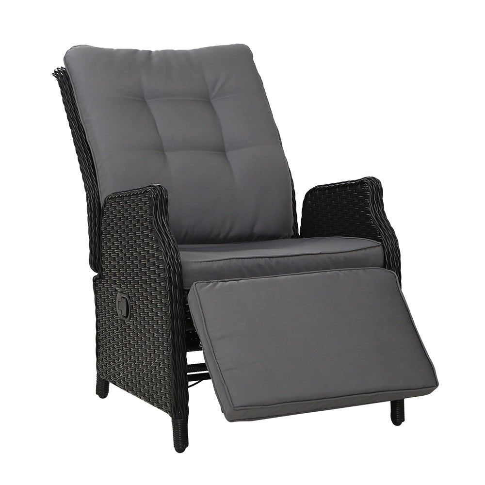 Elizabeth Wicker Recliner Chair (Black) - Furniture > Outdoor - Rivercity House & Home Co. (ABN 18 642 972 209) - Affordable Modern Furniture Australia