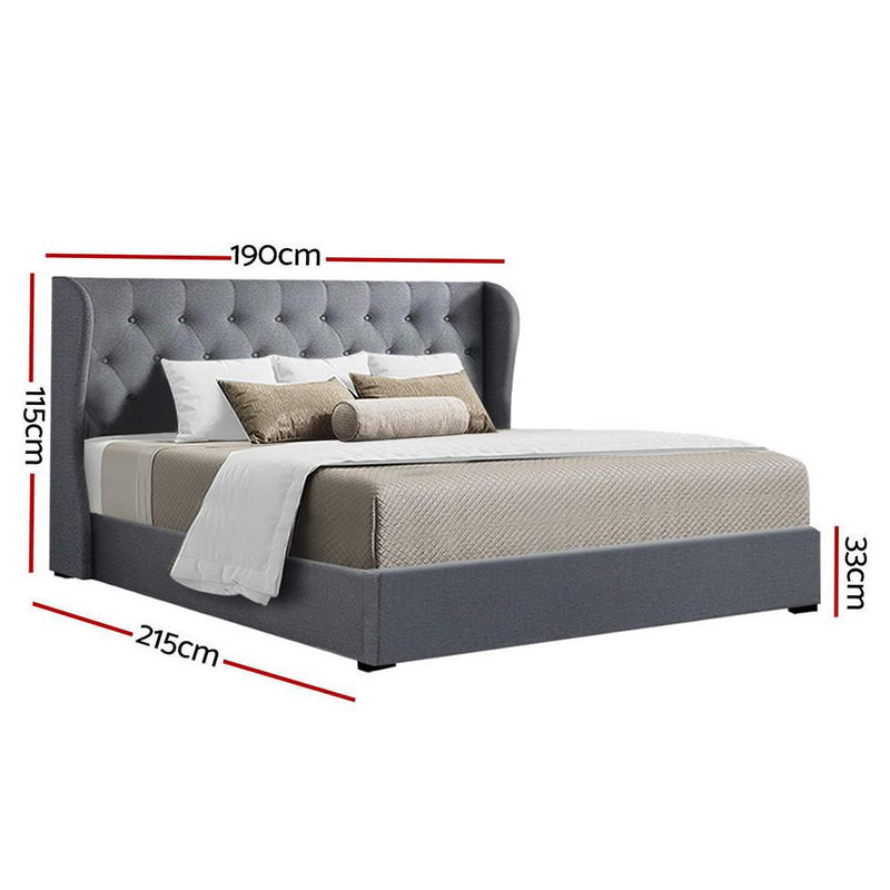 Elouera King Bed Frame With Gas Lift Storage Grey - Rivercity House & Home Co. (ABN 18 642 972 209) - Affordable Modern Furniture Australia