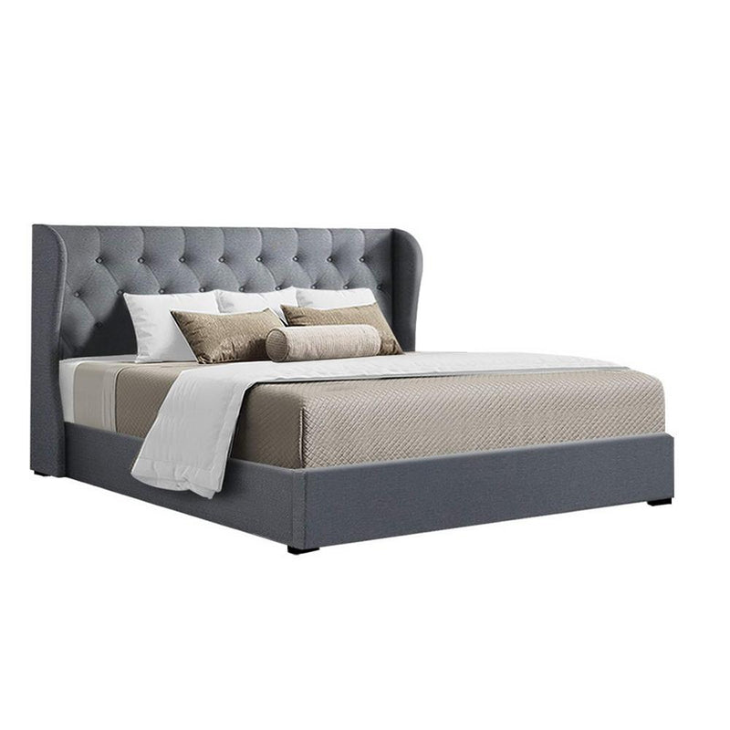 Elouera King Bed Frame With Gas Lift Storage Grey - Rivercity House & Home Co. (ABN 18 642 972 209) - Affordable Modern Furniture Australia