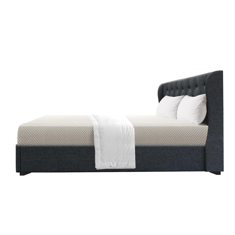 Elouera Queen Bed Frame With Gas Lift Storage Charcoal - Rivercity House & Home Co. (ABN 18 642 972 209) - Affordable Modern Furniture Australia