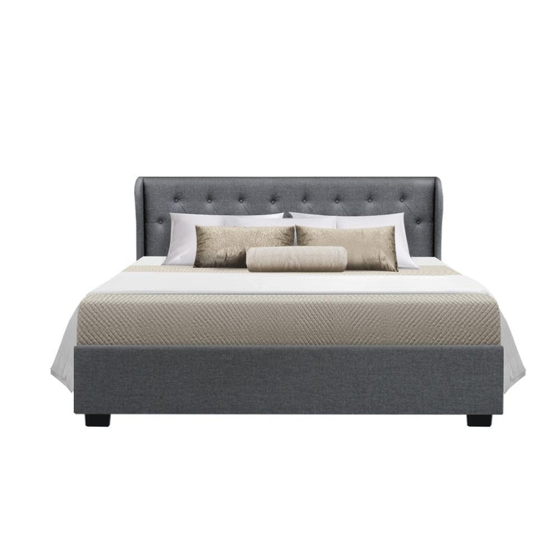 Elouera Queen Bed Frame With Gas Lift Storage Grey - Rivercity House & Home Co. (ABN 18 642 972 209) - Affordable Modern Furniture Australia