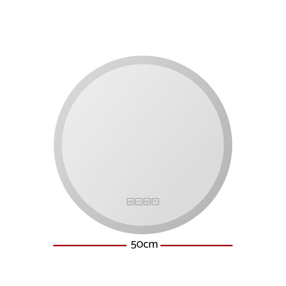 Embellir Bluetooth LED Wall Mirror With Light 50CM Bathroom Decor Round Mirrors - Health & Beauty > Makeup Mirrors - Rivercity House & Home Co. (ABN 18 642 972 209) - Affordable Modern Furniture Australia