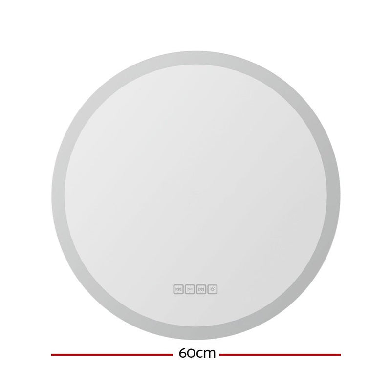 Embellir Bluetooth LED Wall Mirror With Light 60CM Bathroom Decor Round Mirrors - Health & Beauty > Makeup Mirrors - Rivercity House & Home Co. (ABN 18 642 972 209) - Affordable Modern Furniture Australia