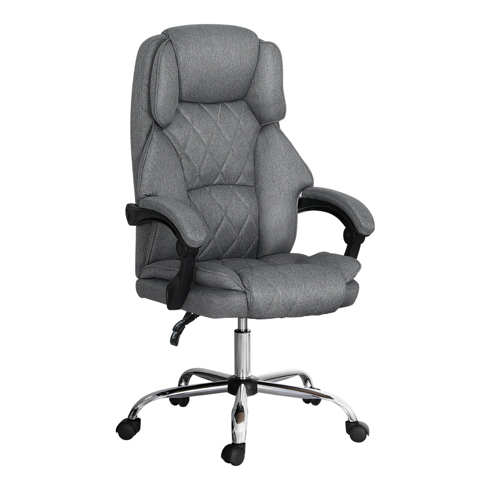 Executive Office Chair Fabric Recliner Grey - Furniture > Bar Stools & Chairs - Rivercity House & Home Co. (ABN 18 642 972 209) - Affordable Modern Furniture Australia
