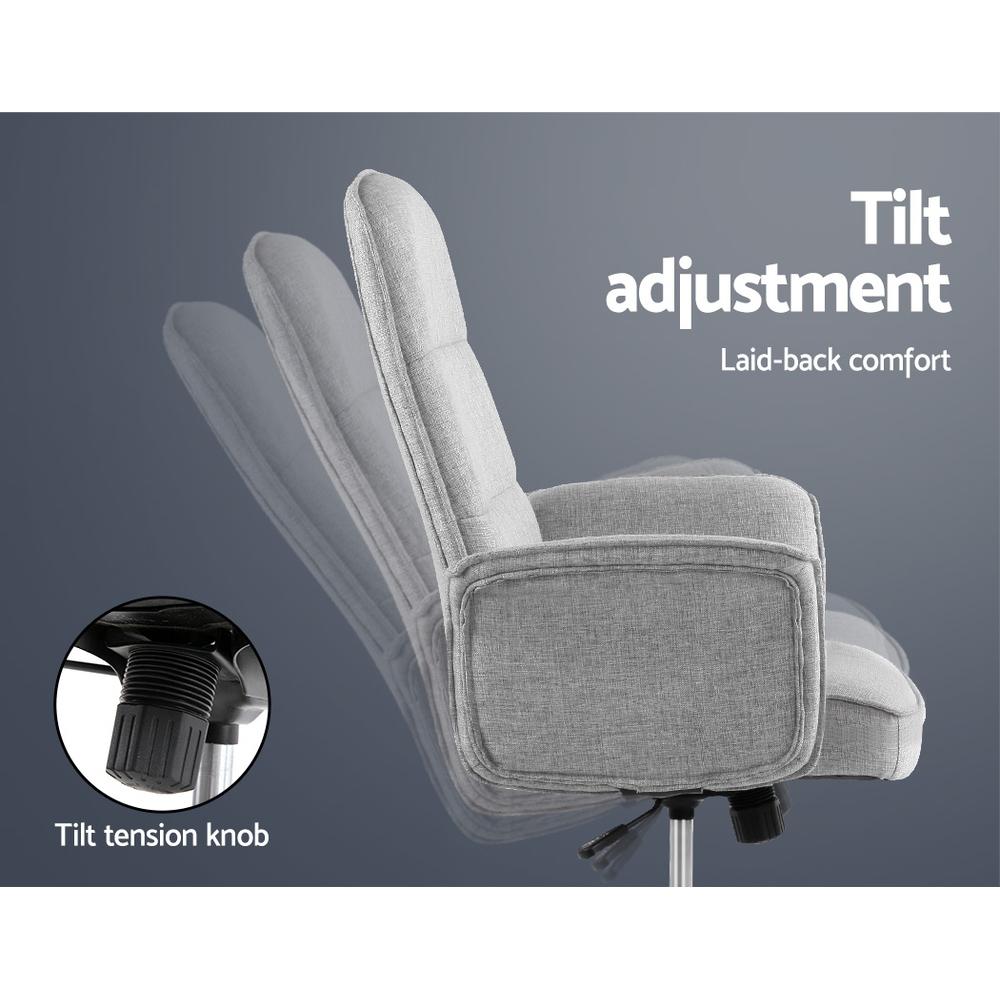 Fabric Office Desk Chair (Grey) - Rivercity House & Home Co. (ABN 18 642 972 209) - Affordable Modern Furniture Australia