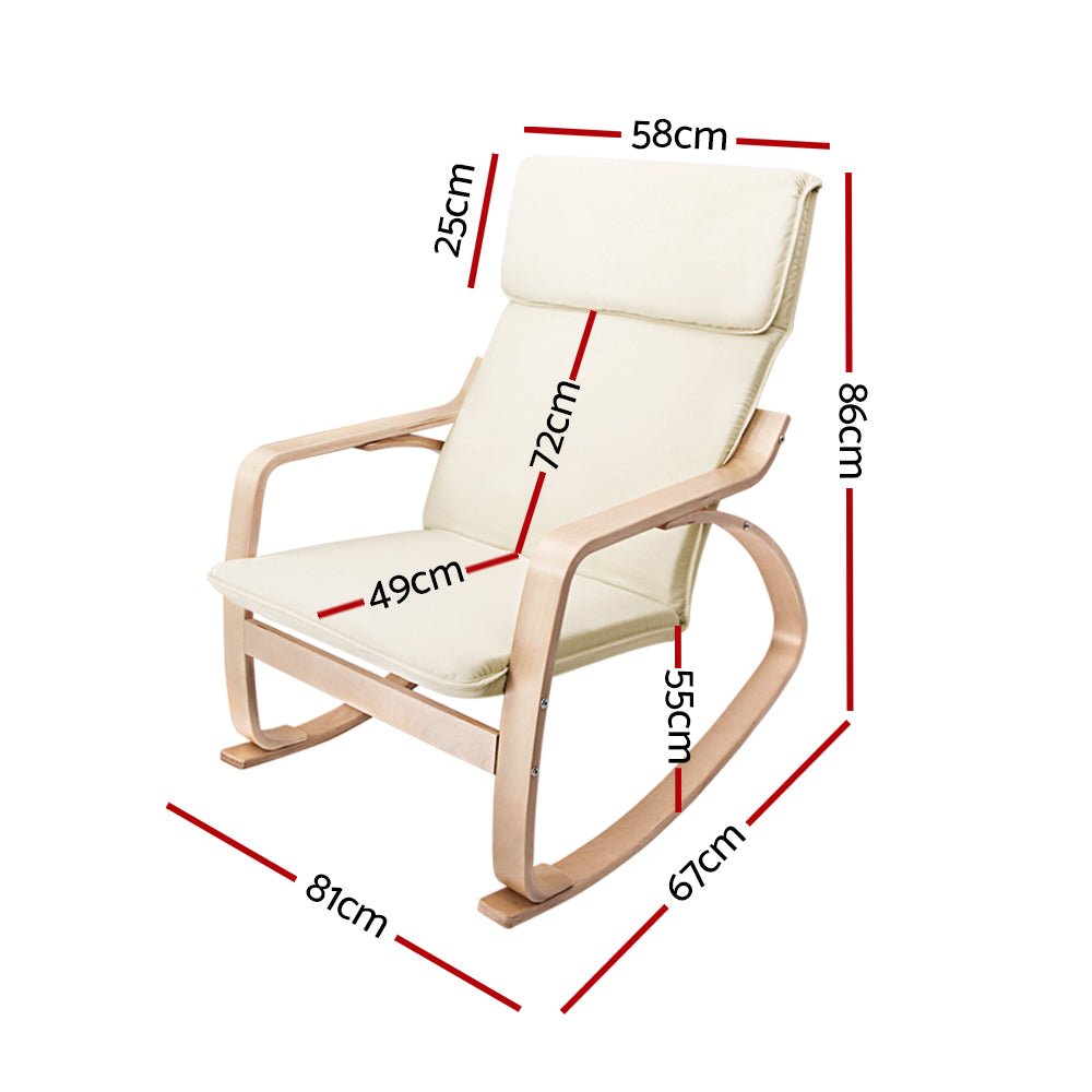 Fabric Rocking Armchair - Beige - Rivercity House & Home Co. (ABN 18 642 972 209) - Affordable Modern Furniture Australia