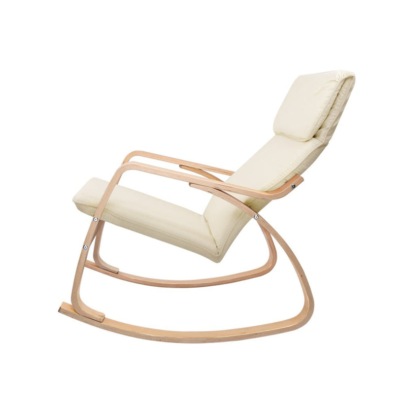 Fabric Rocking Armchair - Beige - Rivercity House & Home Co. (ABN 18 642 972 209) - Affordable Modern Furniture Australia