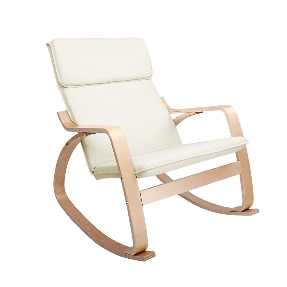 Fabric Rocking Armchair - Beige - Rivercity House & Home Co. (ABN 18 642 972 209) - Affordable Modern Furniture Australia