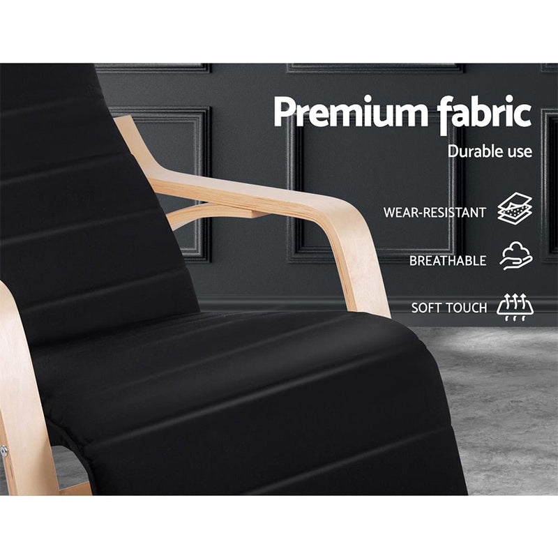 Fabric Rocking Armchair with Adjustable Footrest - Black - Rivercity House & Home Co. (ABN 18 642 972 209) - Affordable Modern Furniture Australia