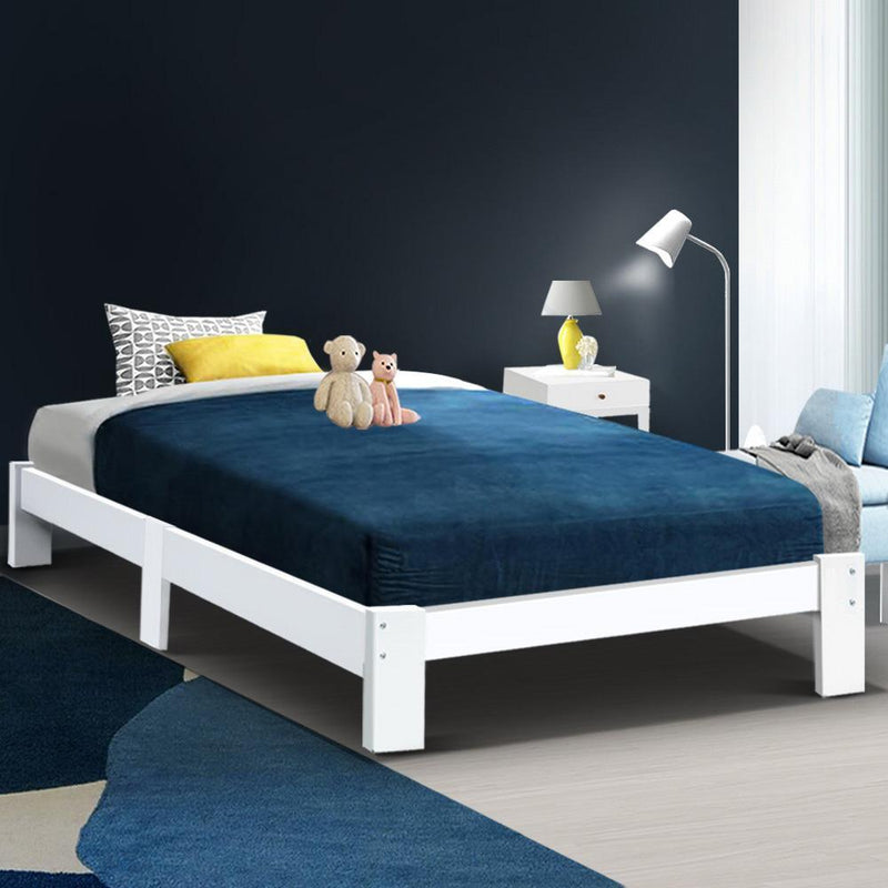 Fairy Wooden King Single Bed Frame White - Rivercity House & Home Co. (ABN 18 642 972 209) - Affordable Modern Furniture Australia