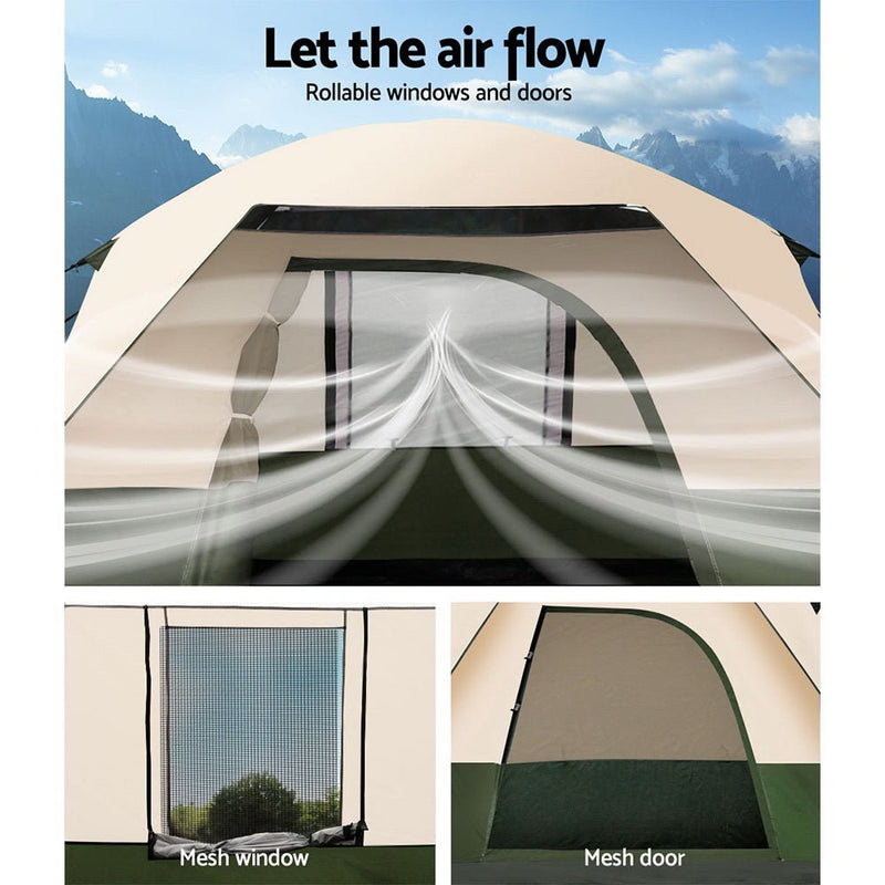 Family Camping Tent 4 Person Hiking Beach Tents Green - Outdoor > Camping - Rivercity House & Home Co. (ABN 18 642 972 209) - Affordable Modern Furniture Australia