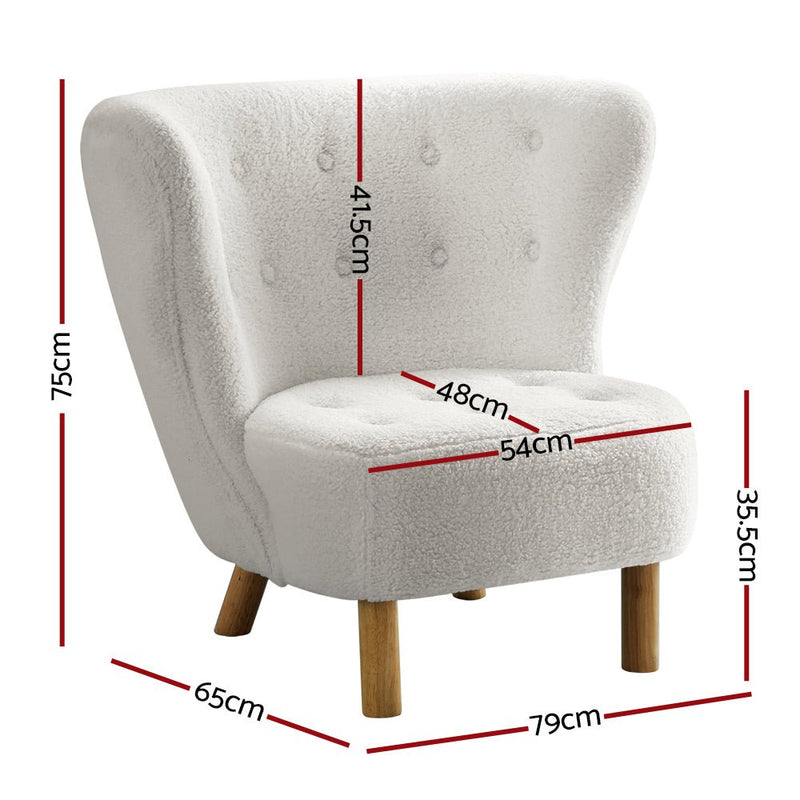 Felix Sherpa Accent Armchair - White - Furniture > Living Room - Rivercity House & Home Co. (ABN 18 642 972 209) - Affordable Modern Furniture Australia