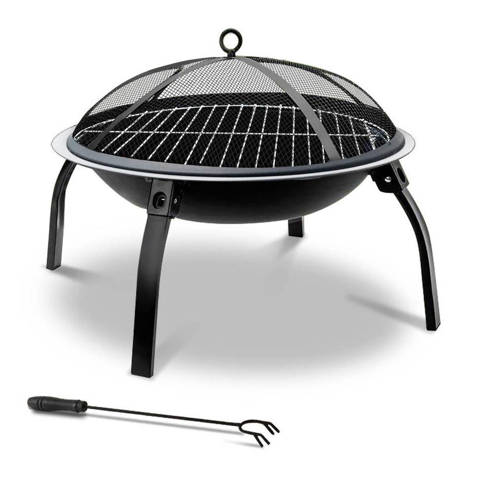 Fire Pit BBQ Charcoal Grill Smoker Portable Outdoor Camping Garden Pits 30" - Rivercity House & Home Co. (ABN 18 642 972 209) - Affordable Modern Furniture Australia