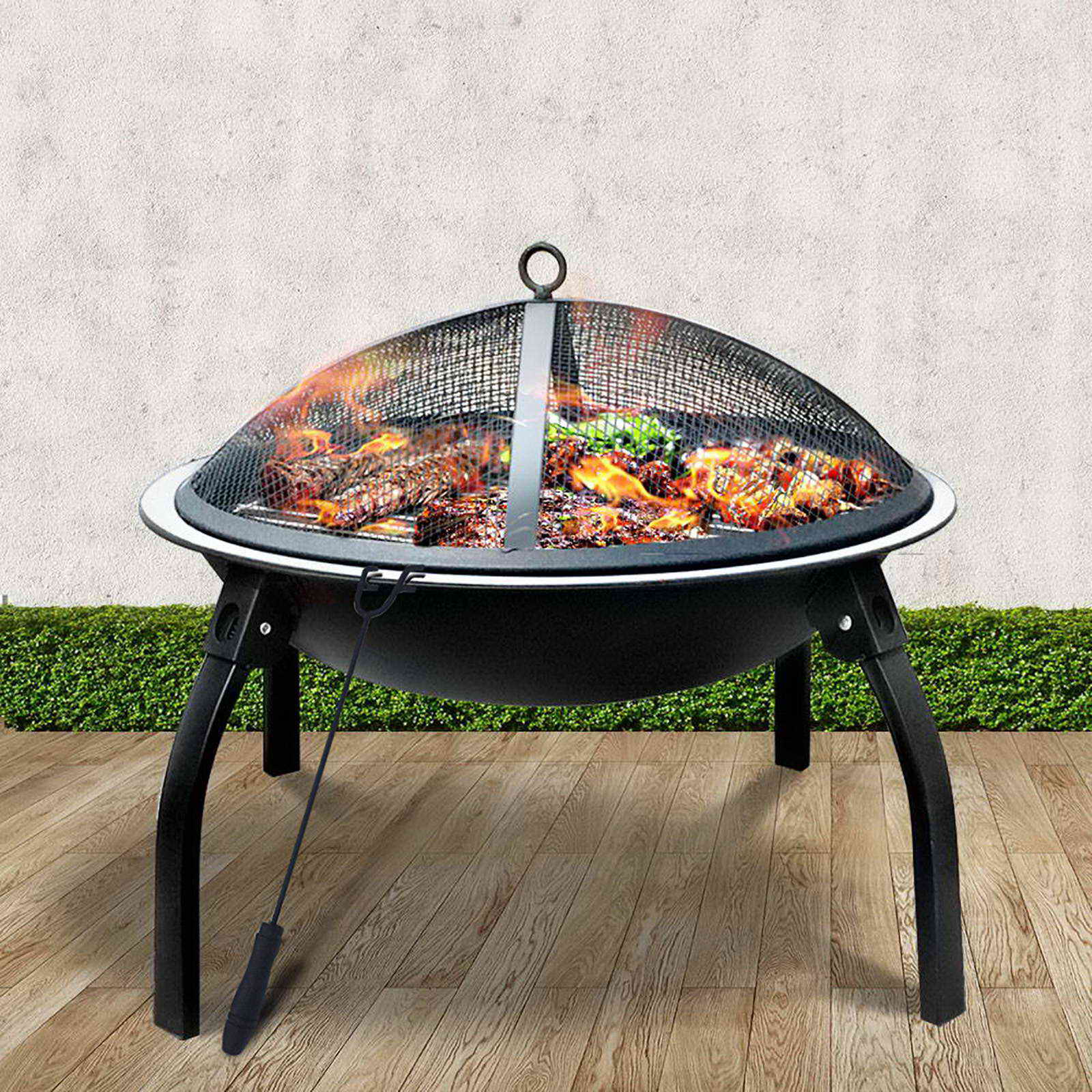 Fire Pit BBQ Charcoal Smoker Portable Outdoor Camping Pits Patio Fireplace 22" - Rivercity House & Home Co. (ABN 18 642 972 209) - Affordable Modern Furniture Australia