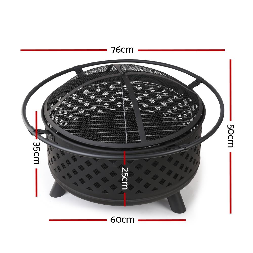 Fire Pit BBQ Grill Smoker Portable Outdoor Fireplace Patio Heater Pits 30" - Rivercity House & Home Co. (ABN 18 642 972 209) - Affordable Modern Furniture Australia