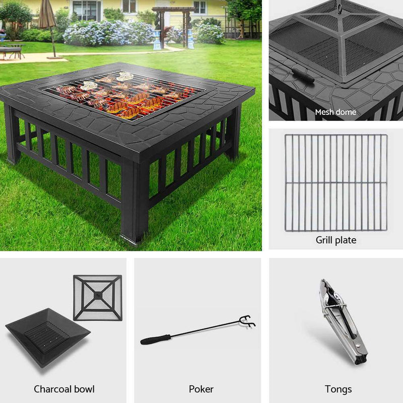 Fire Pit BBQ Table Grill Outdoor Garden Wood Burning Fireplace Stove - Rivercity House & Home Co. (ABN 18 642 972 209) - Affordable Modern Furniture Australia