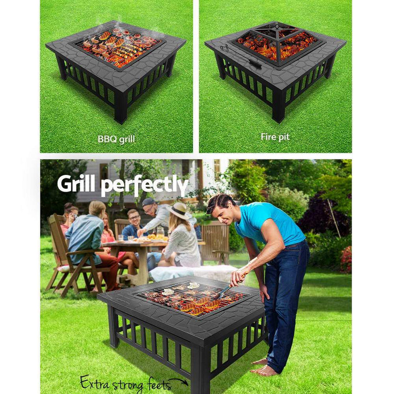 Fire Pit BBQ Table Grill Outdoor Garden Wood Burning Fireplace Stove - Rivercity House & Home Co. (ABN 18 642 972 209) - Affordable Modern Furniture Australia