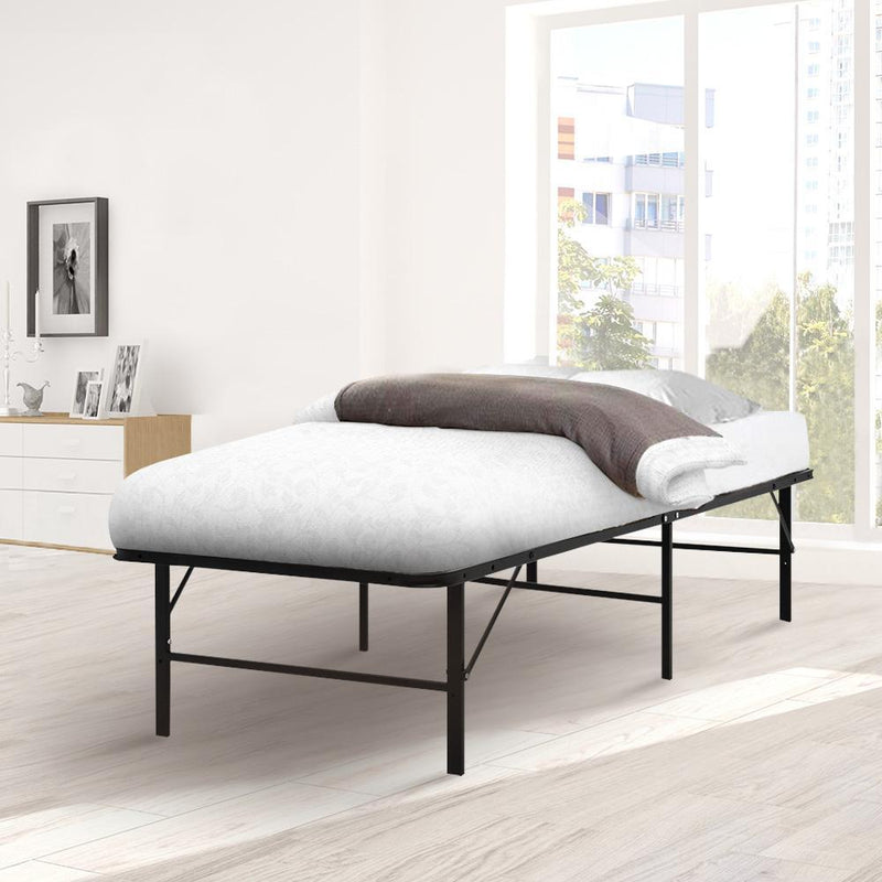 Foldable Metal King Single Bed Frame Black - Rivercity House & Home Co. (ABN 18 642 972 209) - Affordable Modern Furniture Australia