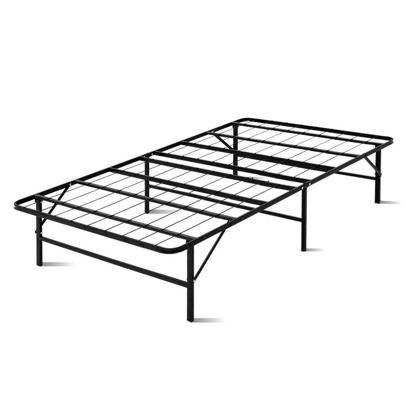 Foldable Metal King Single Bed Frame Black - Rivercity House & Home Co. (ABN 18 642 972 209) - Affordable Modern Furniture Australia