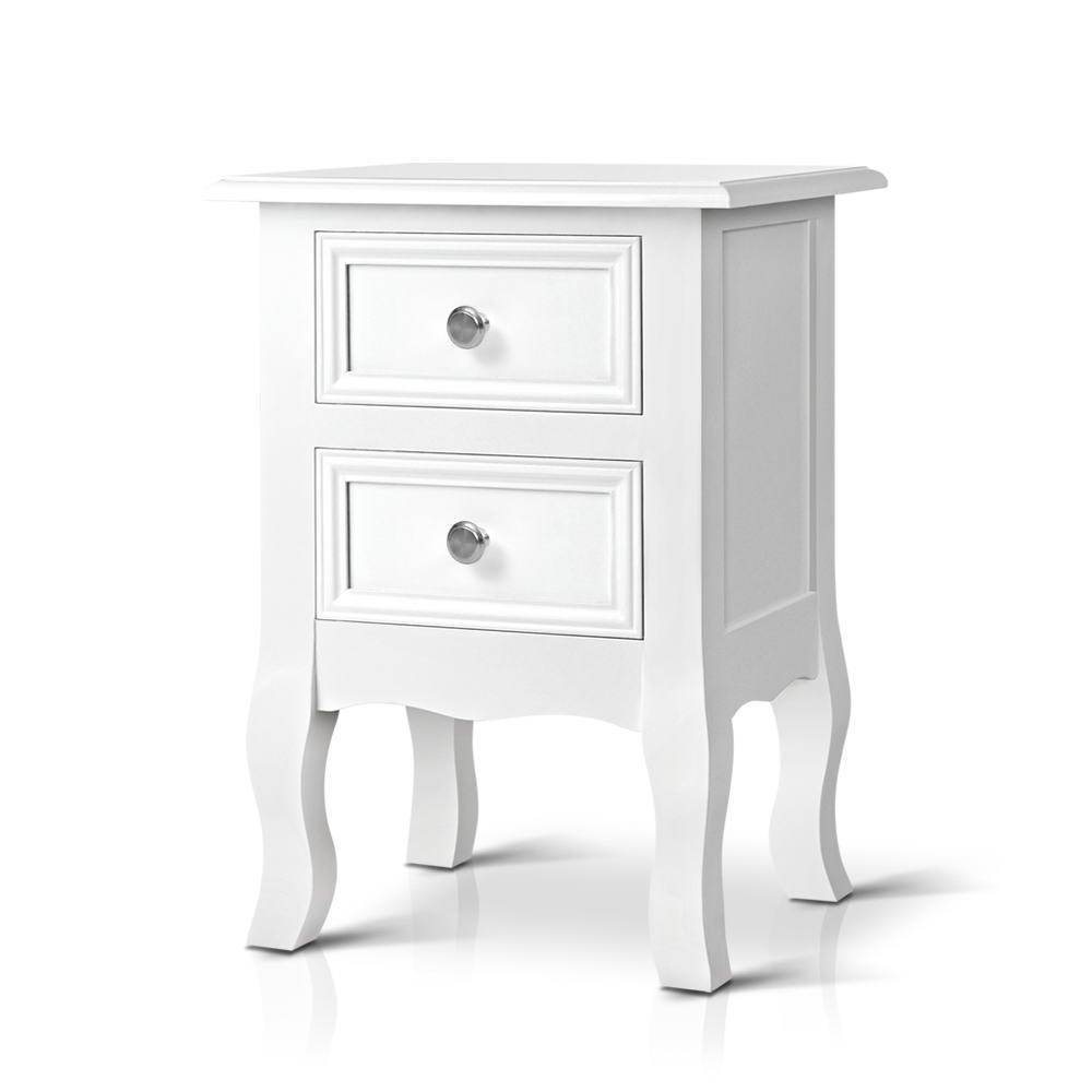 French Provincial Bedside Table White - Rivercity House & Home Co. (ABN 18 642 972 209) - Affordable Modern Furniture Australia