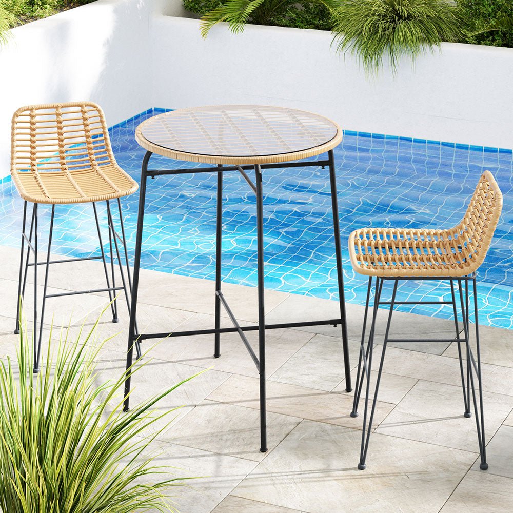 3 Piece Outdoor Wicker Bar Setting - Furniture > Outdoor - Rivercity House & Home Co. (ABN 18 642 972 209) - Affordable Modern Furniture Australia