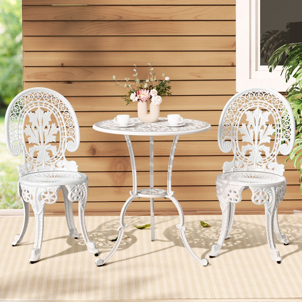 3 Piece Patio Bistro Set Dining White - Furniture > Outdoor - Rivercity House & Home Co. (ABN 18 642 972 209) - Affordable Modern Furniture Australia