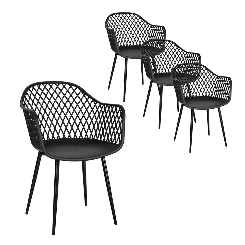 Set of 4 Outdoor Dining Chairs Black - Furniture > Outdoor - Rivercity House & Home Co. (ABN 18 642 972 209) - Affordable Modern Furniture Australia