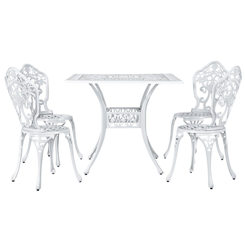 Elegant 5-Piece Cast Aluminum Patio Dining Set - White - Furniture > Outdoor - Rivercity House & Home Co. (ABN 18 642 972 209) - Affordable Modern Furniture Australia