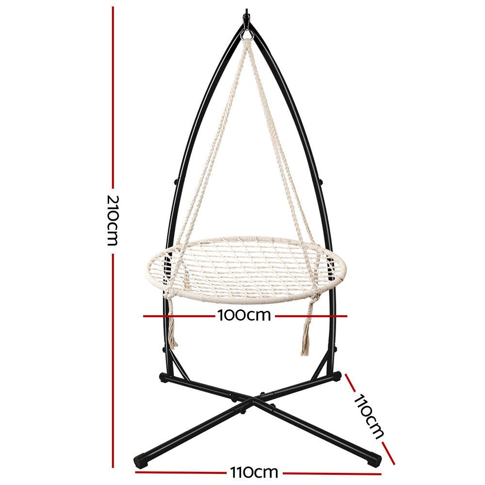Hammock Chair Nest Web Outdoor Swing with Steel Stand 100cm - Furniture > Outdoor - Rivercity House & Home Co. (ABN 18 642 972 209) - Affordable Modern Furniture Australia