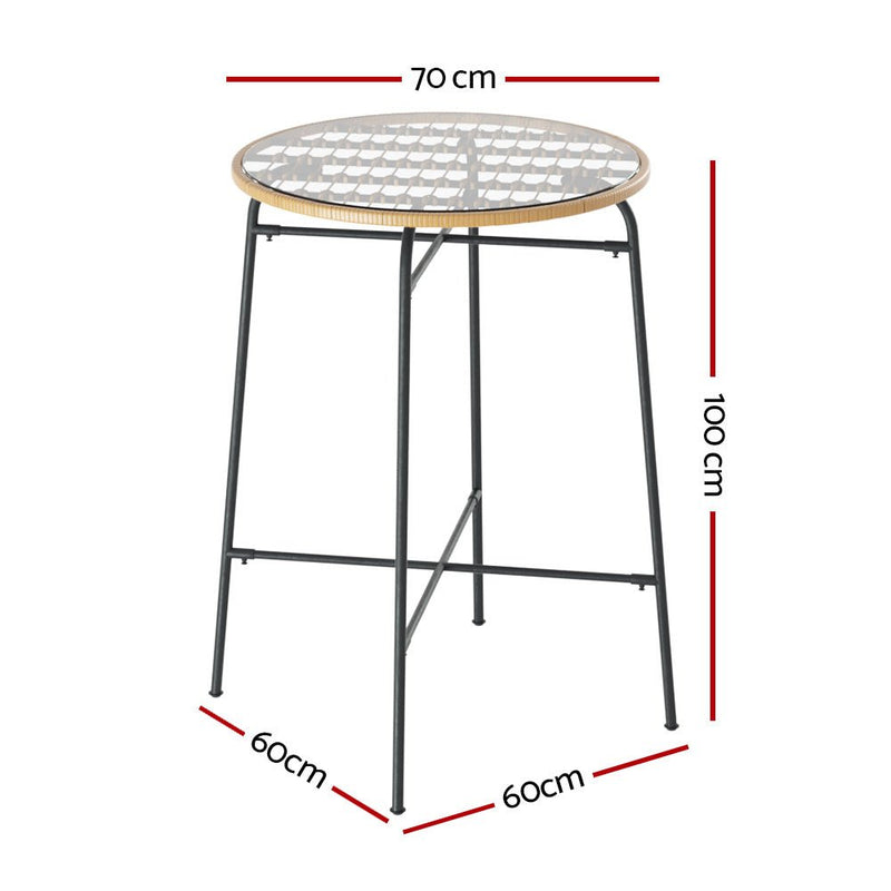 Outdoor Wicker Bar Table With Glass Top - Furniture > Outdoor - Rivercity House & Home Co. (ABN 18 642 972 209) - Affordable Modern Furniture Australia