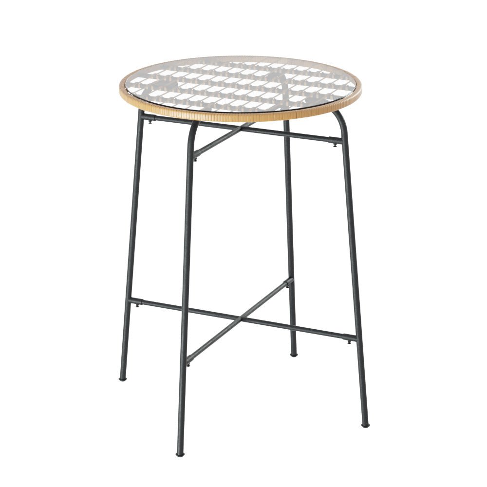 Outdoor Wicker Bar Table With Glass Top - Furniture > Outdoor - Rivercity House & Home Co. (ABN 18 642 972 209) - Affordable Modern Furniture Australia
