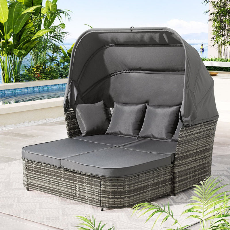 Extra Large Outdoor Day Bed With Canopy Grey - Furniture > Outdoor - Rivercity House & Home Co. (ABN 18 642 972 209) - Affordable Modern Furniture Australia