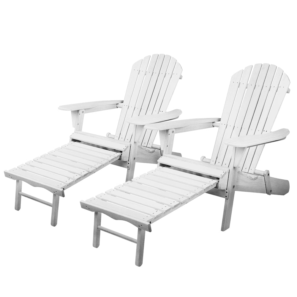 Set of 2 Outdoor Sun Lounge Chairs Patio Furniture Lounger Beach Chair Adirondack - Furniture > Outdoor - Rivercity House & Home Co. (ABN 18 642 972 209) - Affordable Modern Furniture Australia