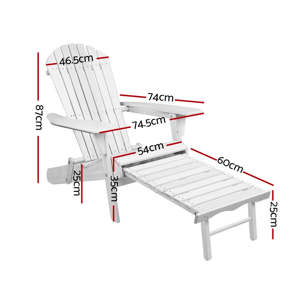 Set of 2 Outdoor Sun Lounge Chairs Patio Furniture Lounger Beach Chair Adirondack - Furniture > Outdoor - Rivercity House & Home Co. (ABN 18 642 972 209) - Affordable Modern Furniture Australia