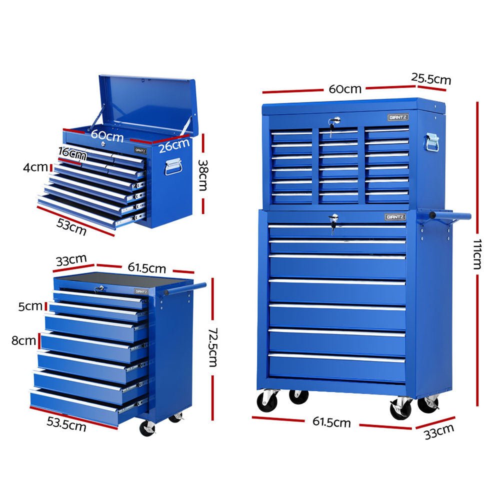 17 Drawers Tool Box Trolley Chest Cabinet Cart Garage Mechanic Toolbox Blue - Tools > Tools Storage - Rivercity House & Home Co. (ABN 18 642 972 209) - Affordable Modern Furniture Australia