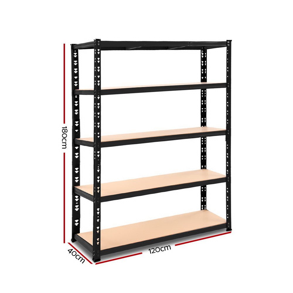 1.8M Warehouse Racking Shelving Storage Shelf Garage Shelves Rack Steel Black - Home & Garden > Storage - Rivercity House & Home Co. (ABN 18 642 972 209) - Affordable Modern Furniture Australia