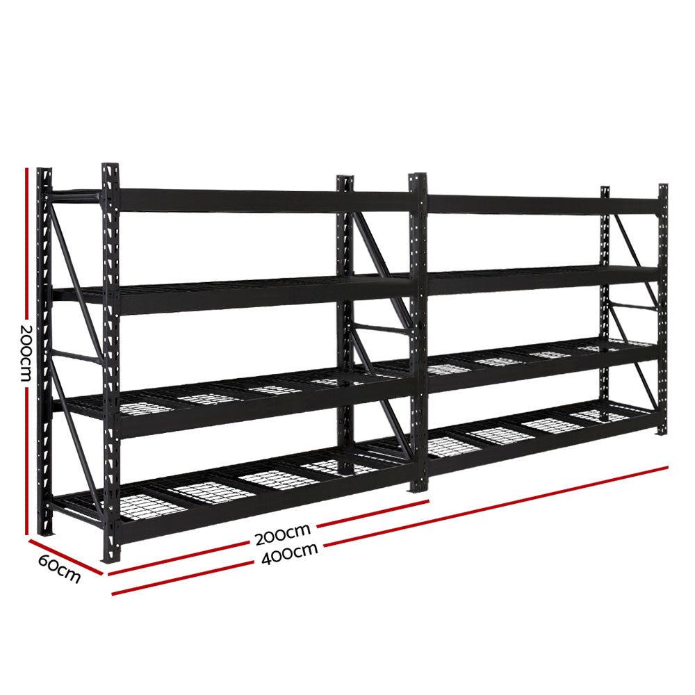 4M x 2M Steel Garage Shelving Warehouse Racks (1600KG Capacity) - Rivercity House & Home Co. (ABN 18 642 972 209) - Affordable Modern Furniture Australia