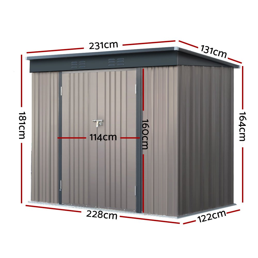 Giantz Garden Shed 2.31x1.31M Sheds Outdoor Storage Tool Metal Workshop Shelter Double Door - Home & Garden > Shading - Rivercity House & Home Co. (ABN 18 642 972 209) - Affordable Modern Furniture Australia