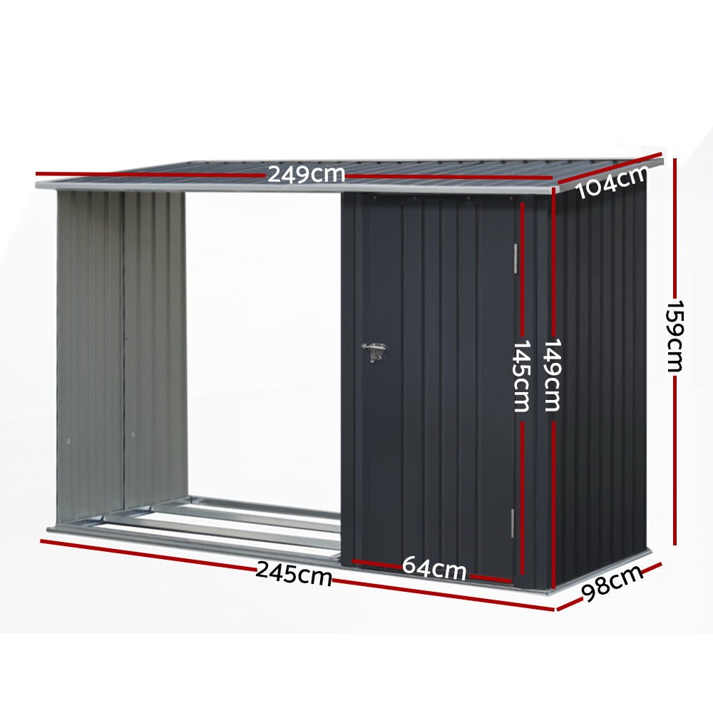 Giantz Garden Shed 2.49x1.04M Sheds Outdoor Tool Storage Workshop House Steel 2 in 1 - Home & Garden > Storage - Rivercity House & Home Co. (ABN 18 642 972 209) - Affordable Modern Furniture Australia