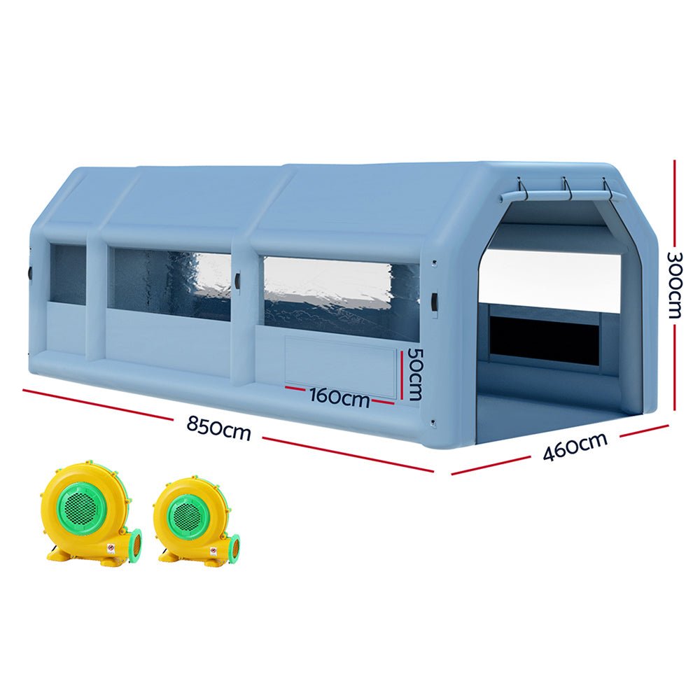 Inflatable Spray Booth 8.5X4.6M Car Paint Tent Filter System 2 Blowers - Auto Accessories > Auto Accessories Others - Rivercity House & Home Co. (ABN 18 642 972 209) - Affordable Modern Furniture Australia
