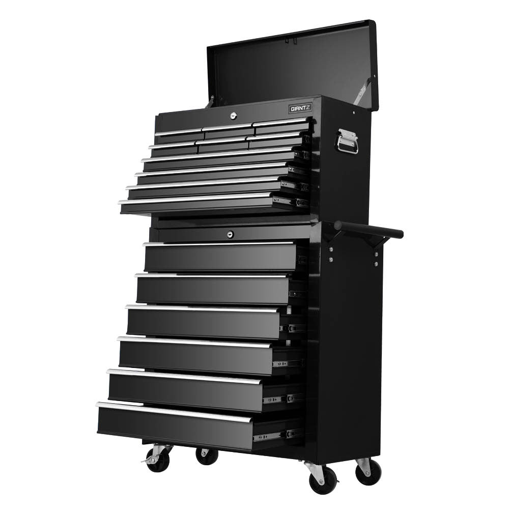 Tool Box Chest Trolley 16 Drawers Cabinet Cart Garage Toolbox Black - Tools > Tools Storage - Rivercity House & Home Co. (ABN 18 642 972 209) - Affordable Modern Furniture Australia