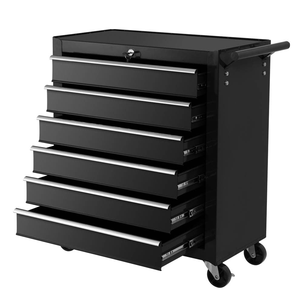 Tool Box Trolley Chest Cabinet 6 Drawers Cart Garage Toolbox Set Black - Tools > Tools Storage - Rivercity House & Home Co. (ABN 18 642 972 209) - Affordable Modern Furniture Australia