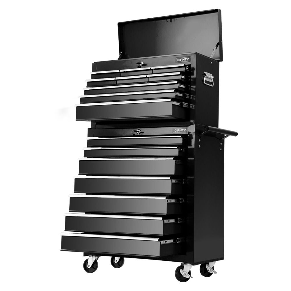 Tool Chest and Trolley Box Cabinet 16 Drawers Cart Garage Storage Black - Tools > Tools Storage - Rivercity House & Home Co. (ABN 18 642 972 209) - Affordable Modern Furniture Australia
